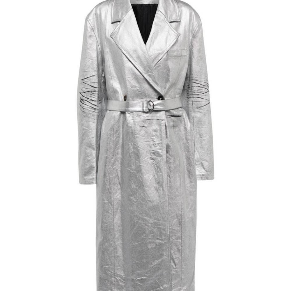 Peter Do Metallic Coated Denim Trench Coat - Picture 4 of 4